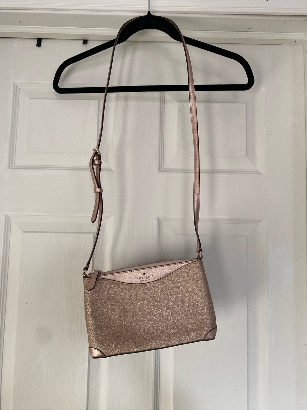 NWOT Kate Spade New York Shimmy Glitter Crossbody Bag Rose Gold/Pink Purse - Picture 2 of 13